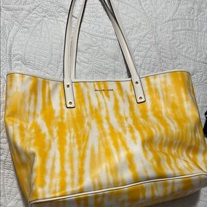 Michael Kors Artistic Yellow and White Leather Tote